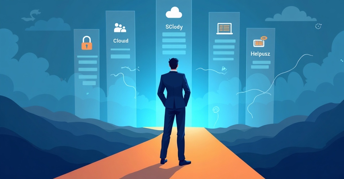 Editorial illustration: choosing the right managed service provider at a strategic crossroads